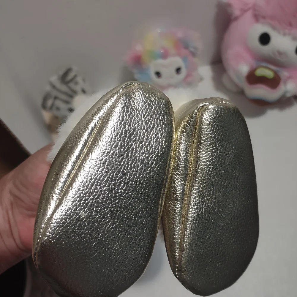 Gold and White Baby Booties